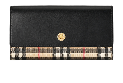 Burberry Continental Wallet, &pound;220, Accessories, Beige/Black, Canvas/Leather, Front view